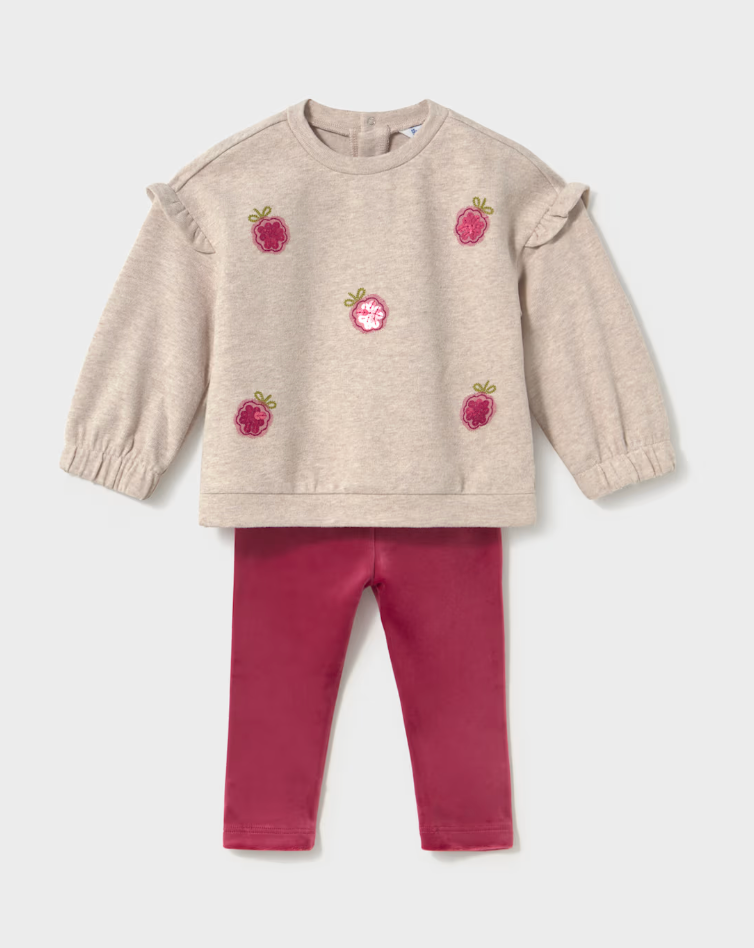 Baby Sweatshirt and Velvet Leggings Set