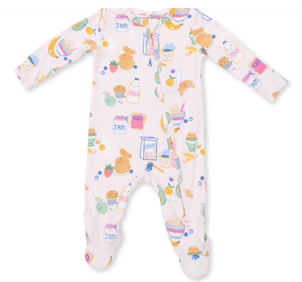 2 Way Zipper Footie - Breakfast