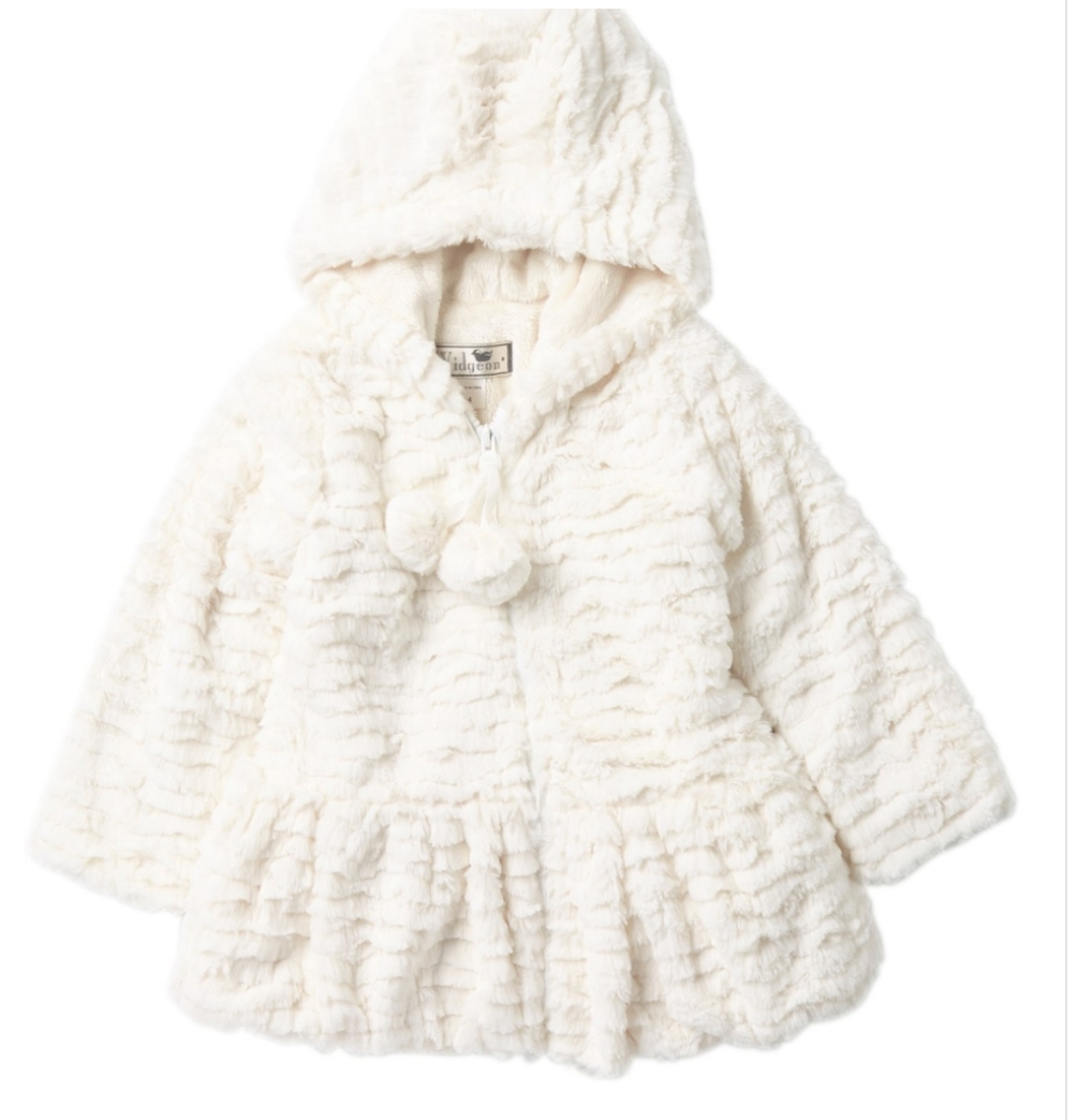 Hooded Zip Front Pom Pom Coconut Stripe