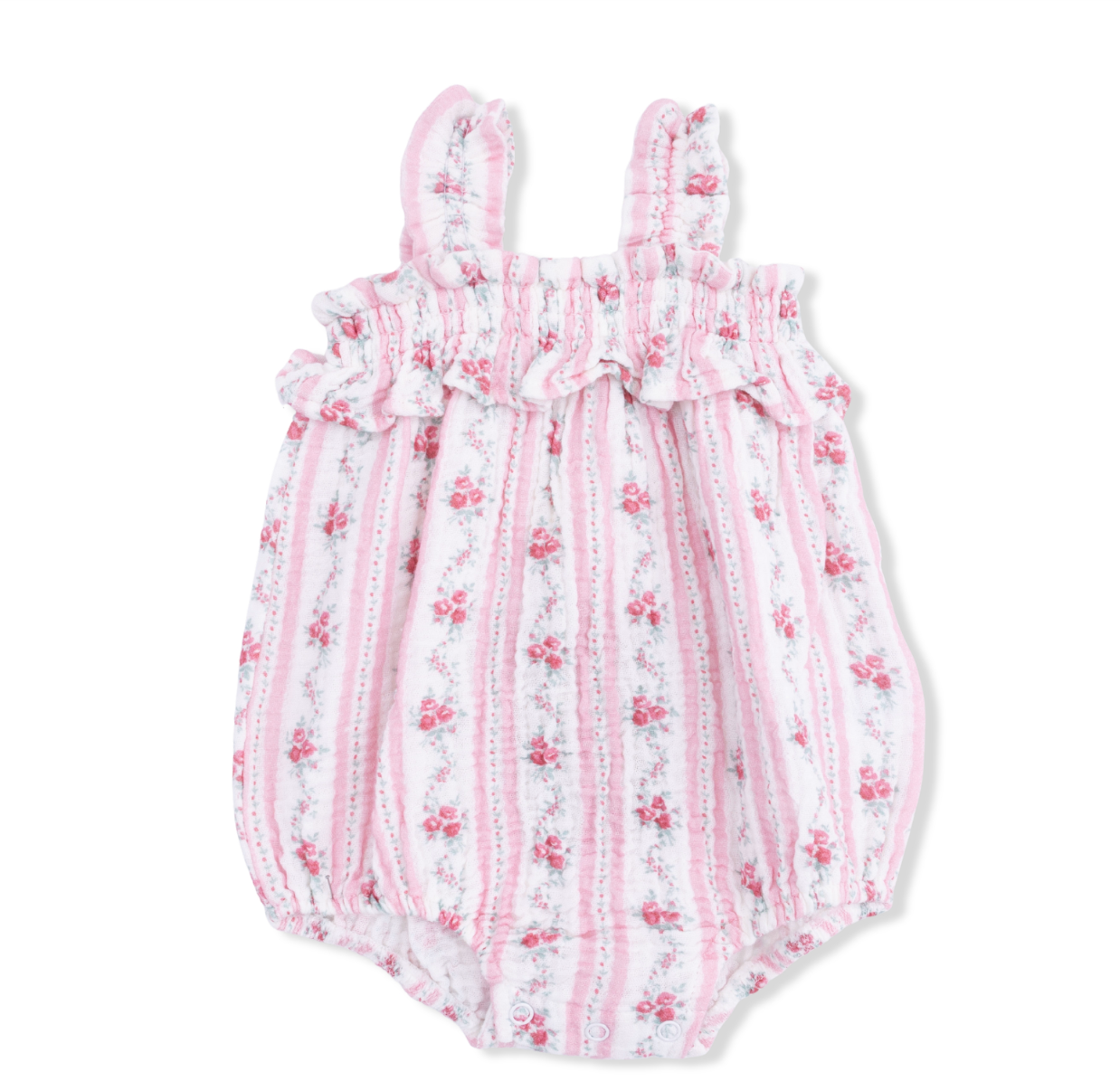 Winding Roses Stripe - Ruffly Strap Bubble