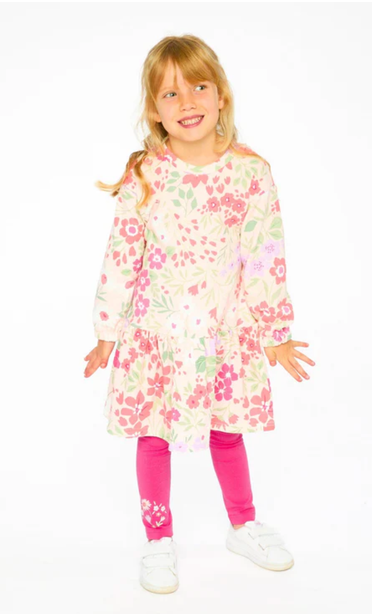 French Terry Dress Pink Print