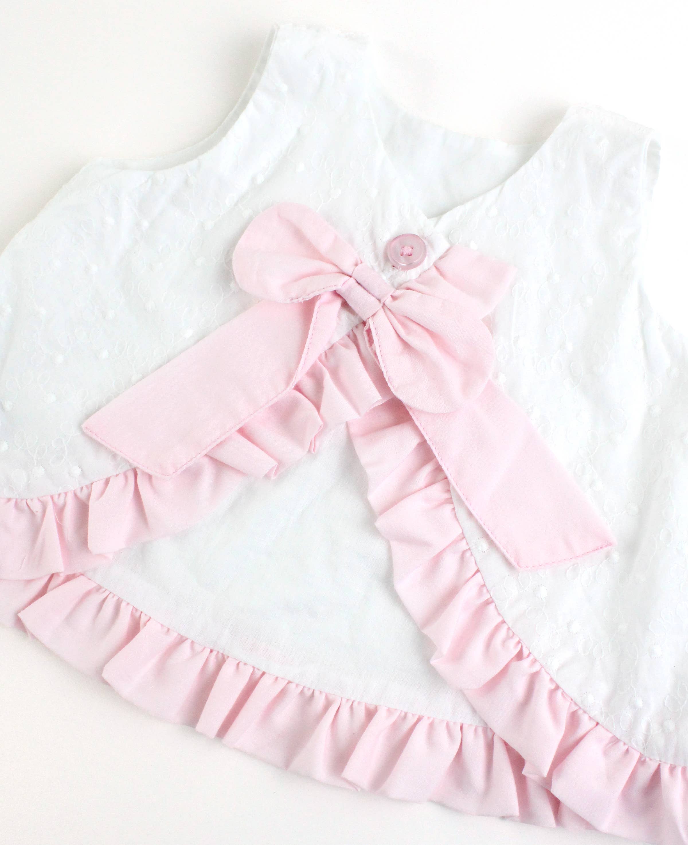Baby Girls White & Pink Swiss Dot Swing Top & Bloomer Set