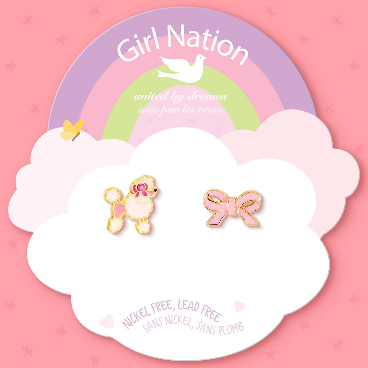 Pretty Poodle & Bow Perfectly Paired Stud Earrings