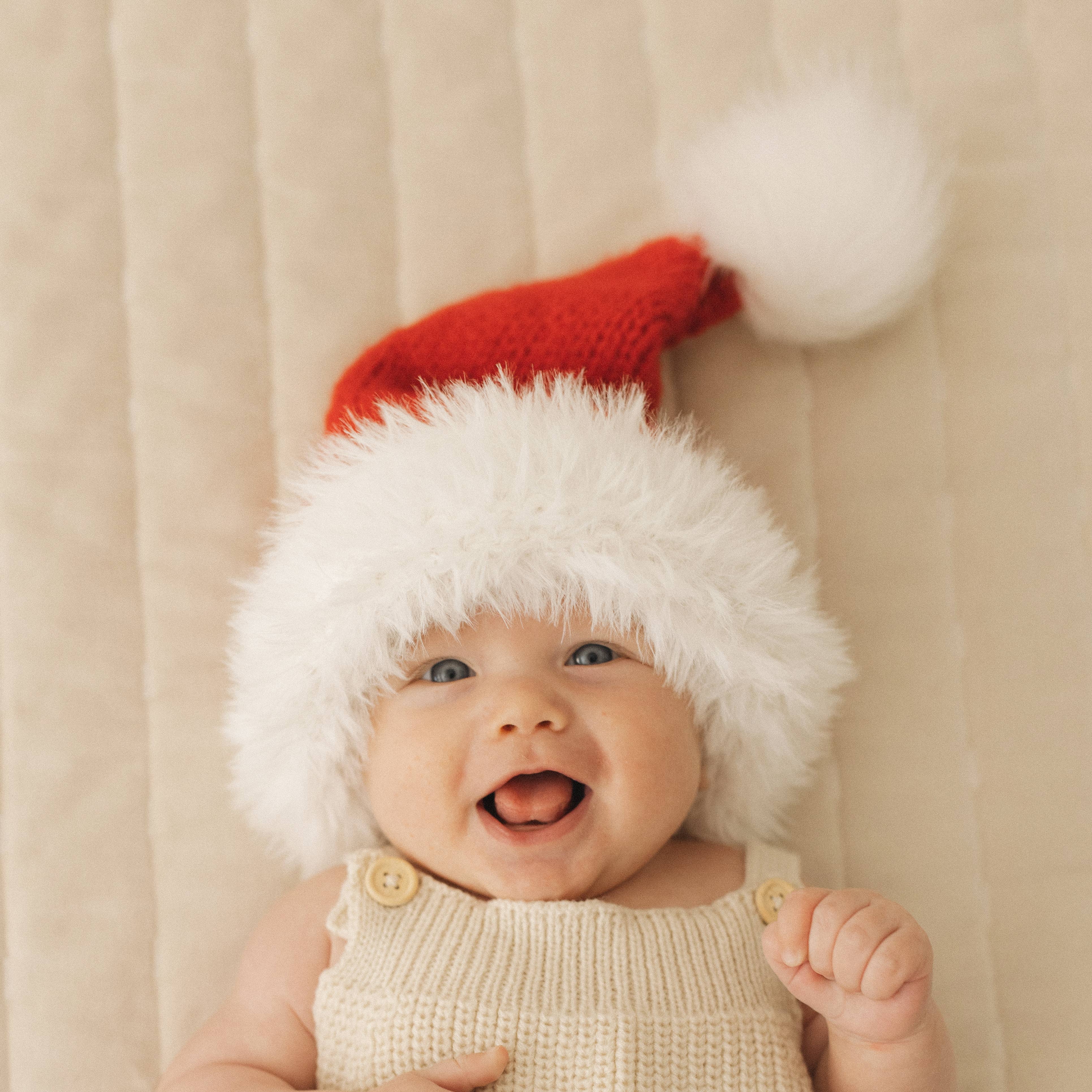 Furry Santa Beanie Hat for Babies and Adults