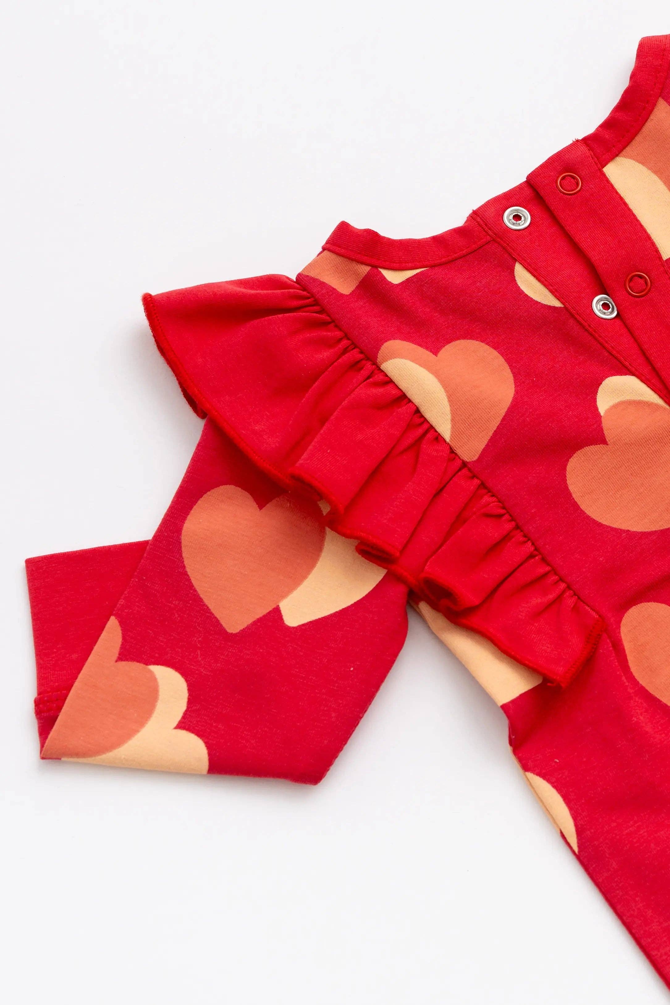 Valentine's Day Double Ruffle Romper_Flutter Hearts