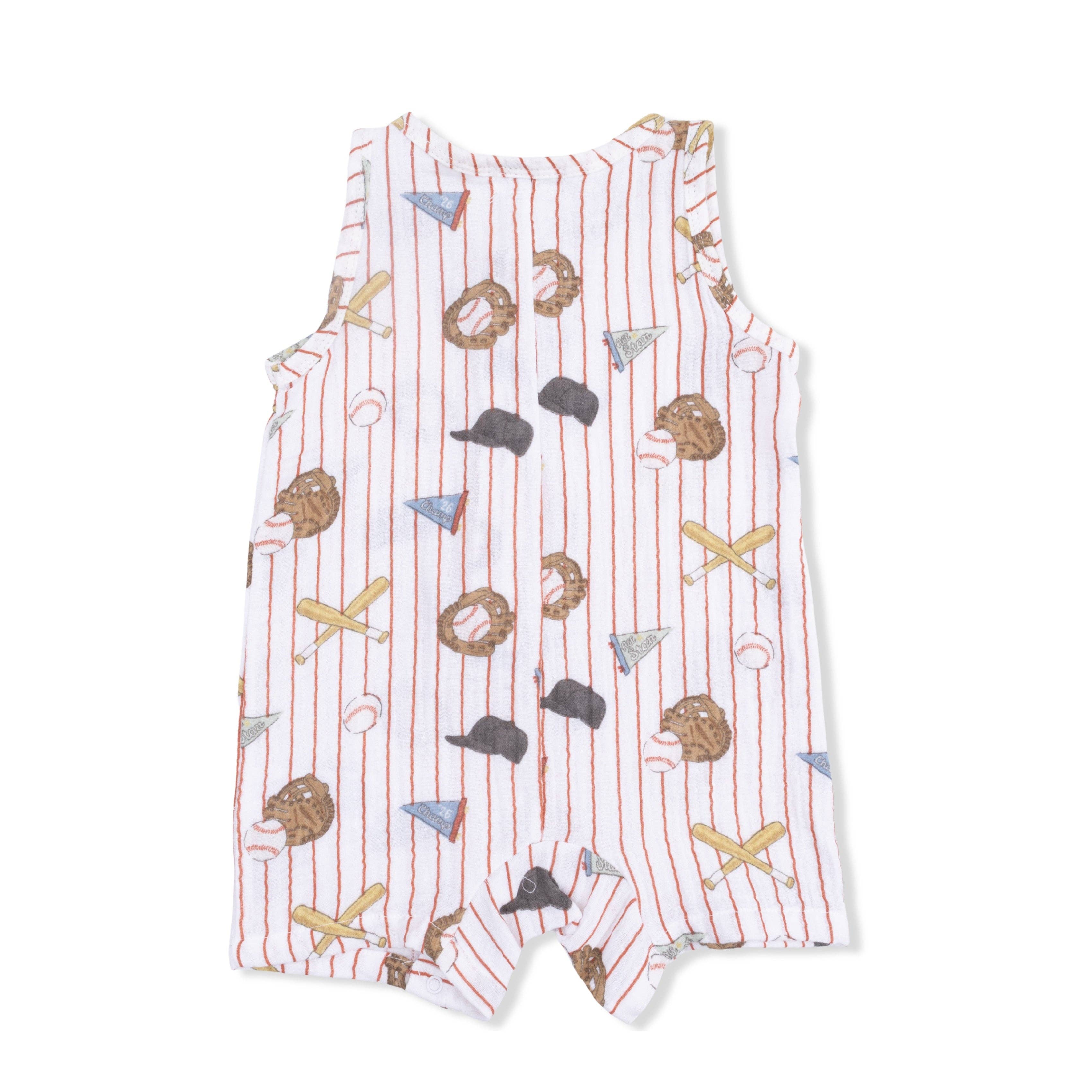 Vintage Baseball Stripe - Sleeveless Shortie Romper
