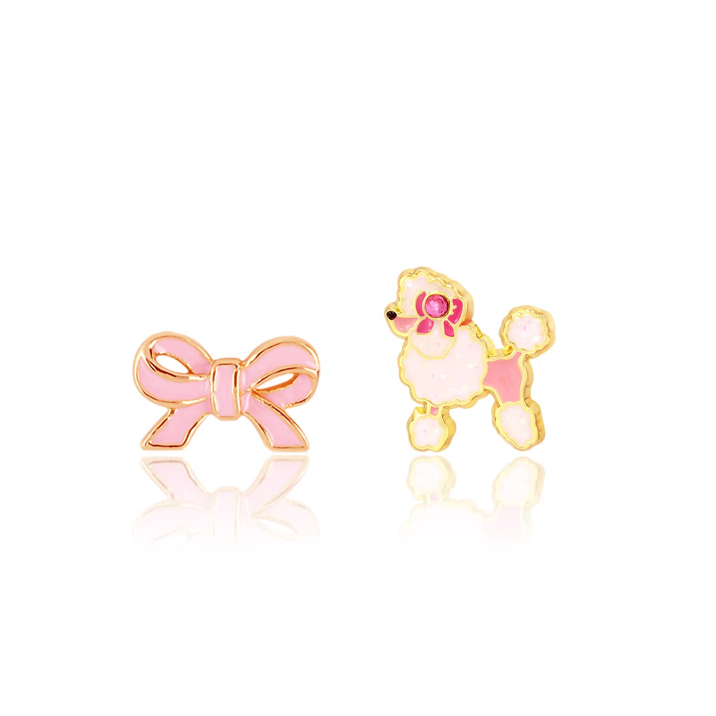 Pretty Poodle & Bow Perfectly Paired Stud Earrings