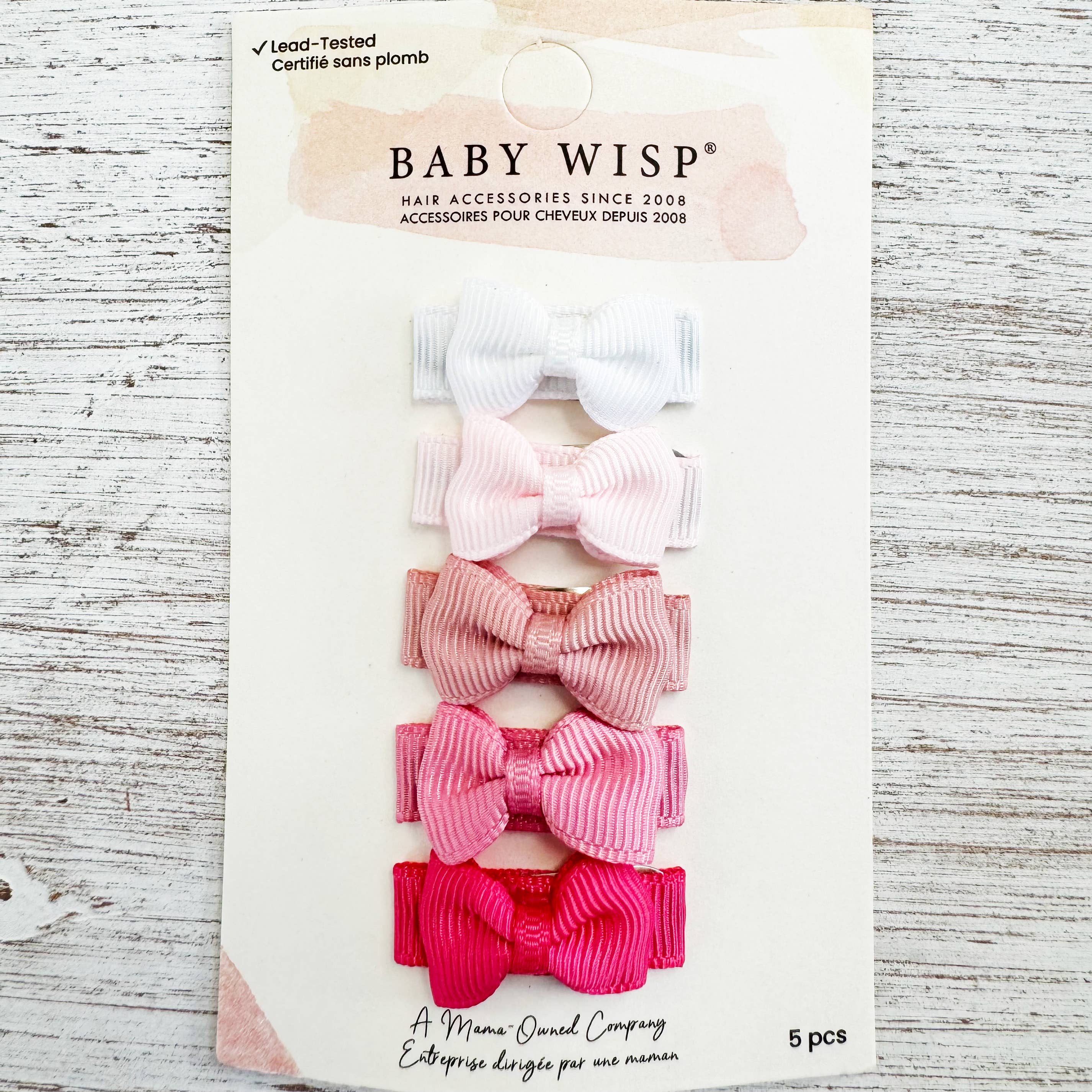 5 Tiny Bows, Baby Girl Bows, Toddler Snap Clips- Pinkie