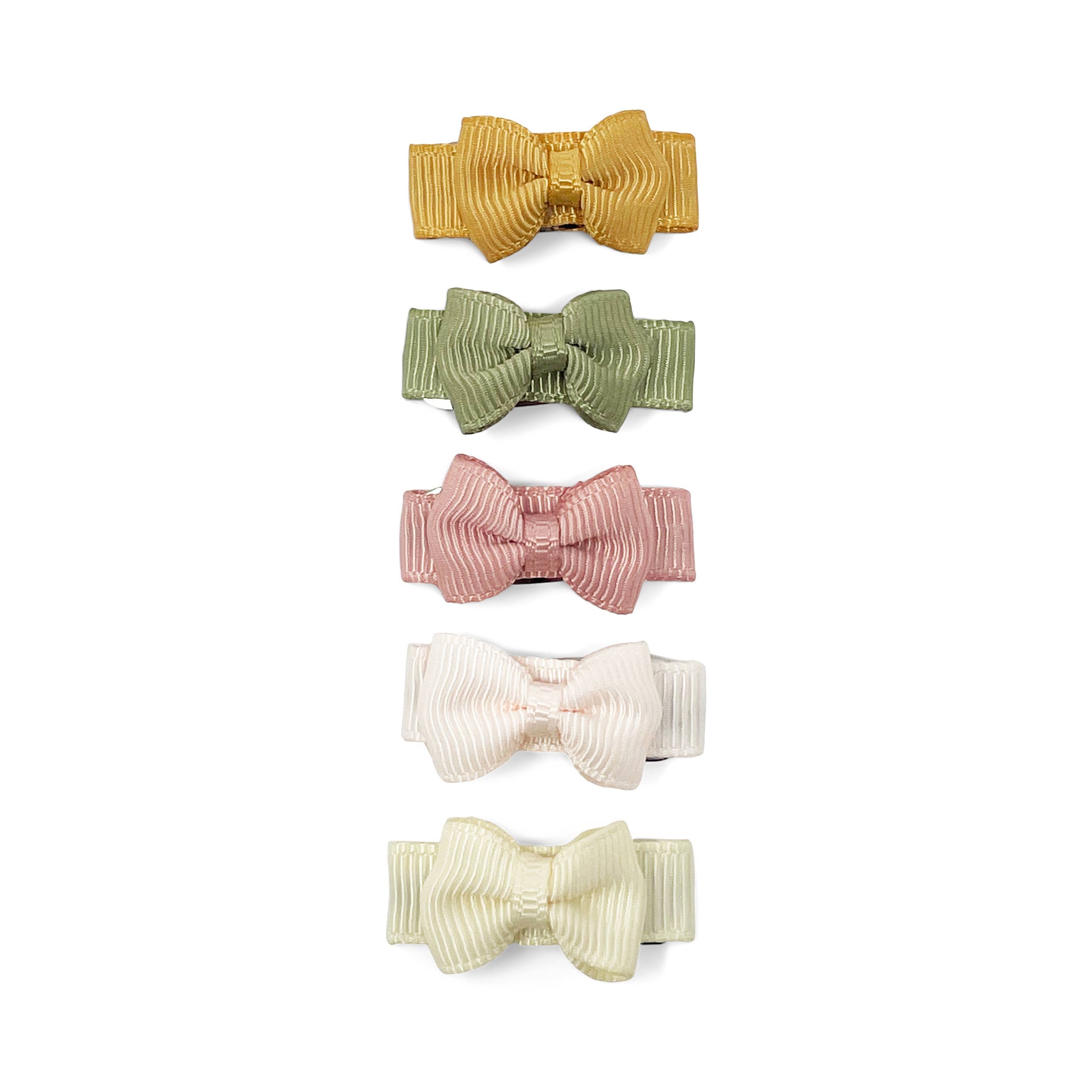 5 Tiny Tuxedo Bows on Snap Clips - Salted Caramel