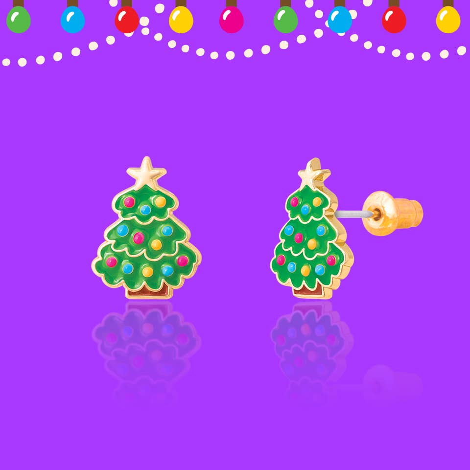 Happy Christmas Tree Earrings | Studs | Stocking Stuffer