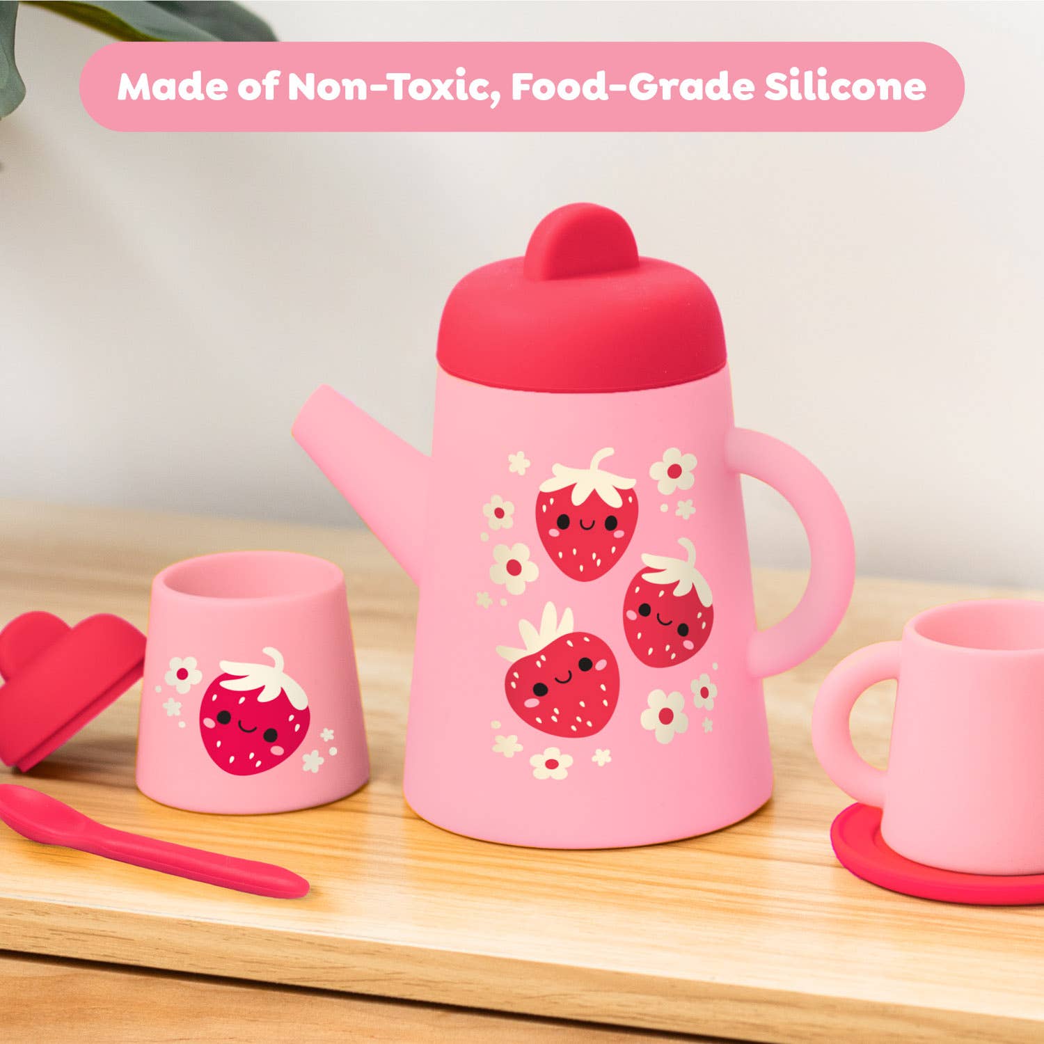 Silicone Tea Set - Strawberry Patch