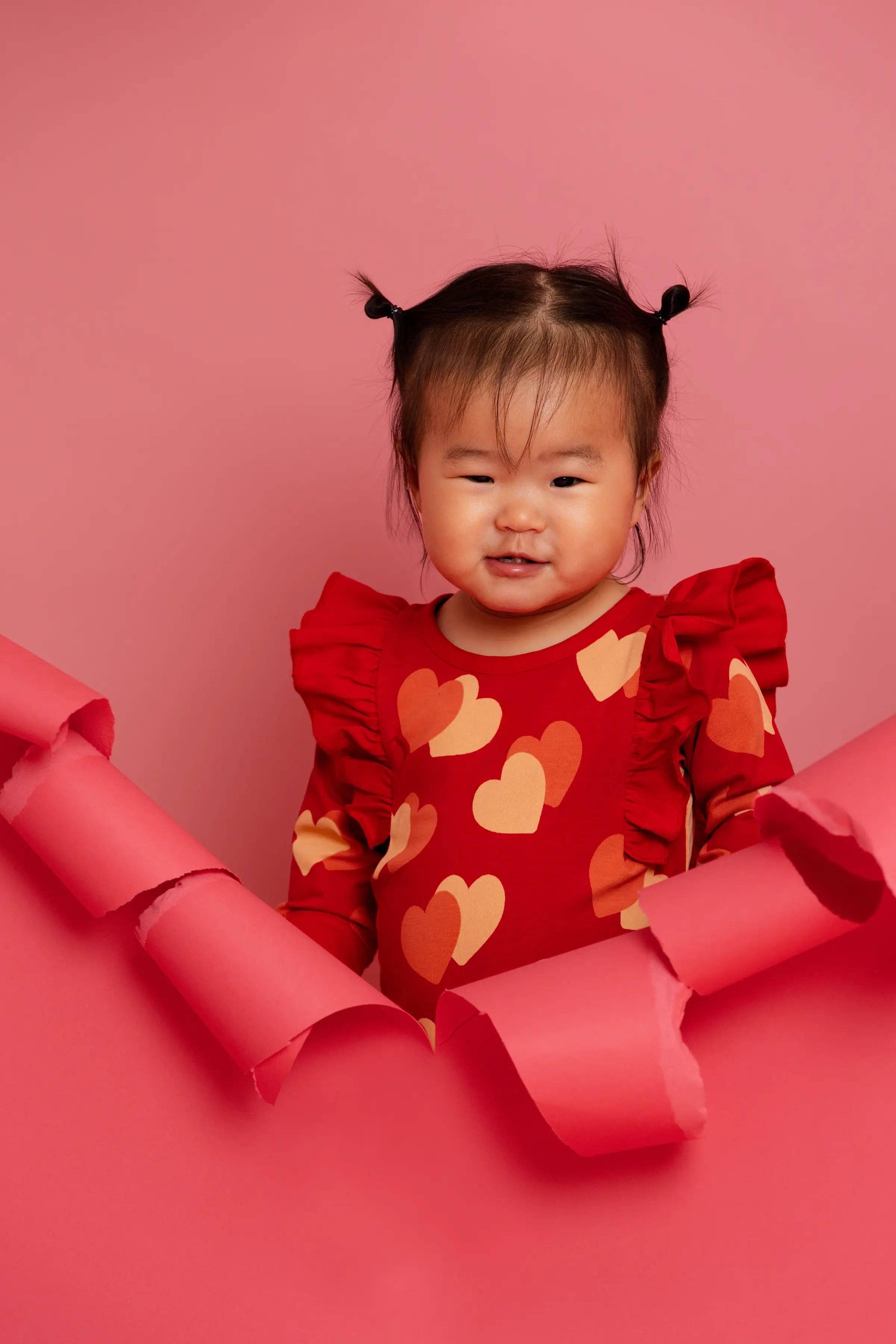 Valentine's Day Double Ruffle Romper_Flutter Hearts