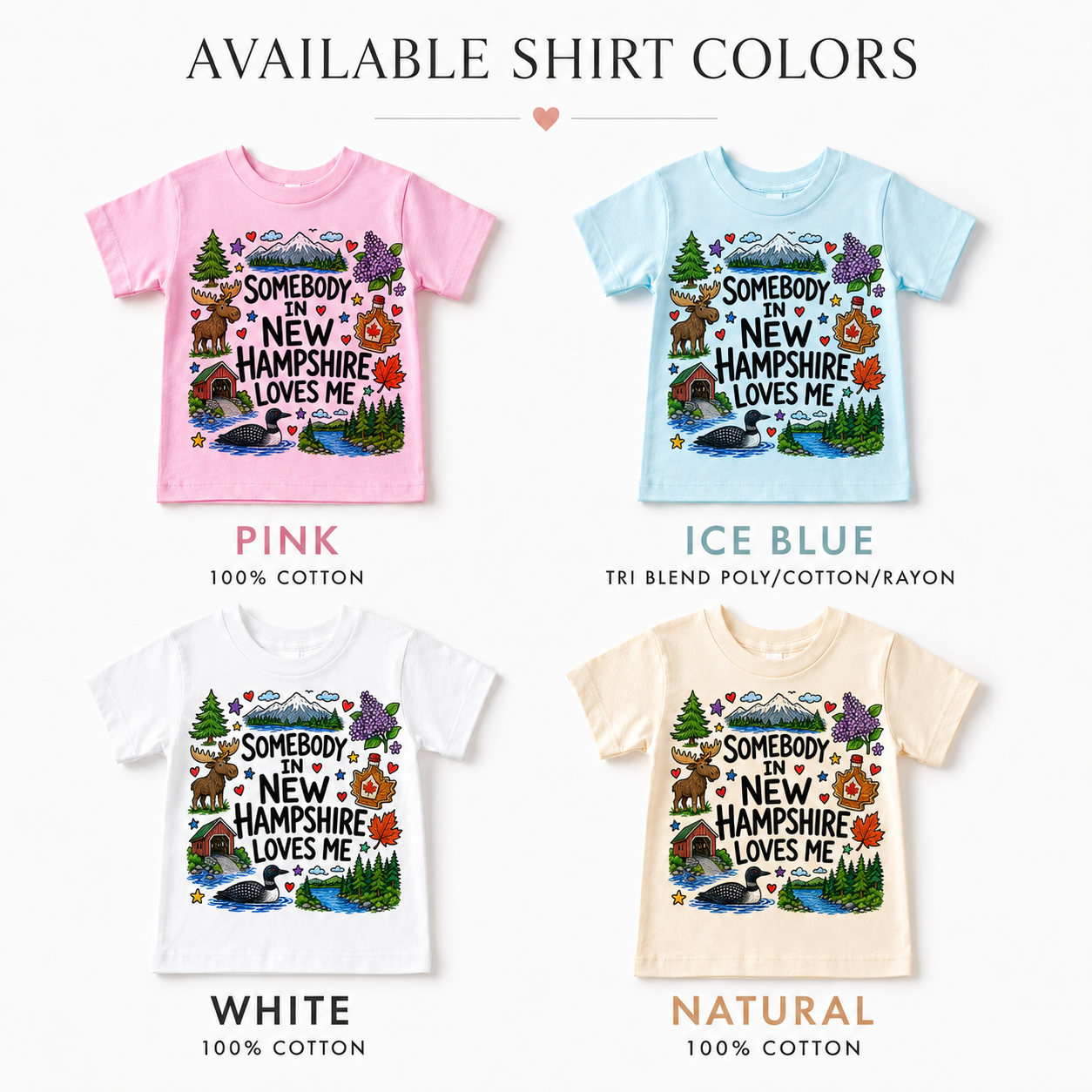 Somebody in New Hampshire Loves Me Kids T-Shirt, State Souvenir Tee