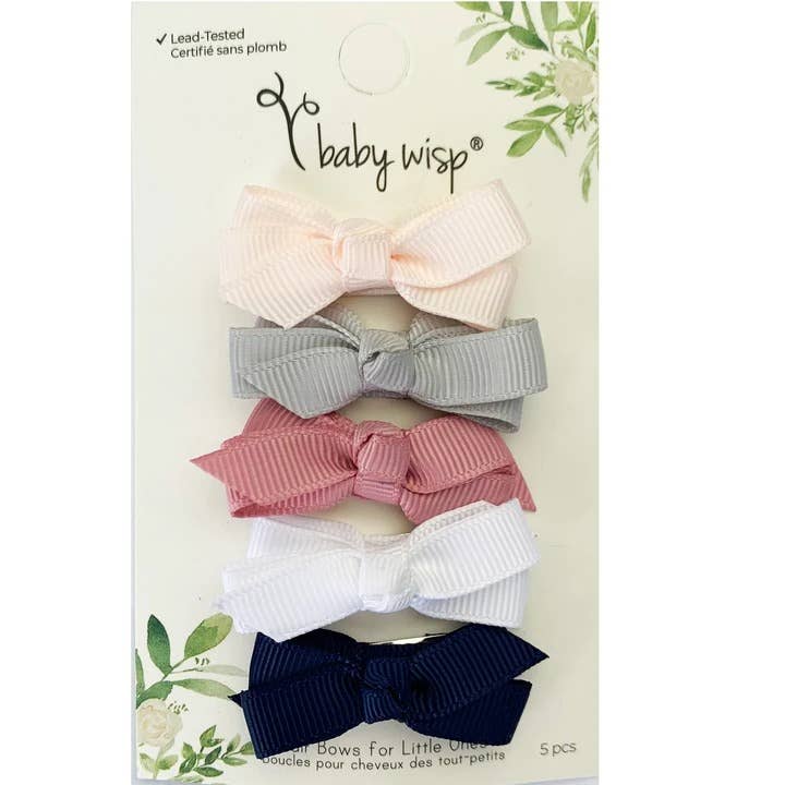 5 Chelsea Boutique Grosgrain Bows on Snap Clips - Baby Hype
