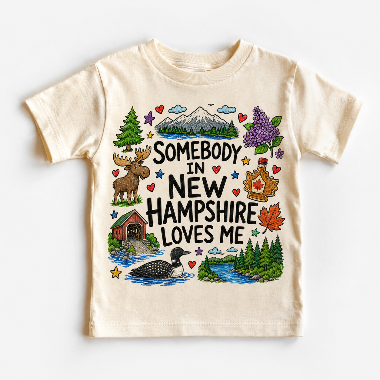 Somebody in New Hampshire Loves Me Kids T-Shirt, State Souvenir Tee