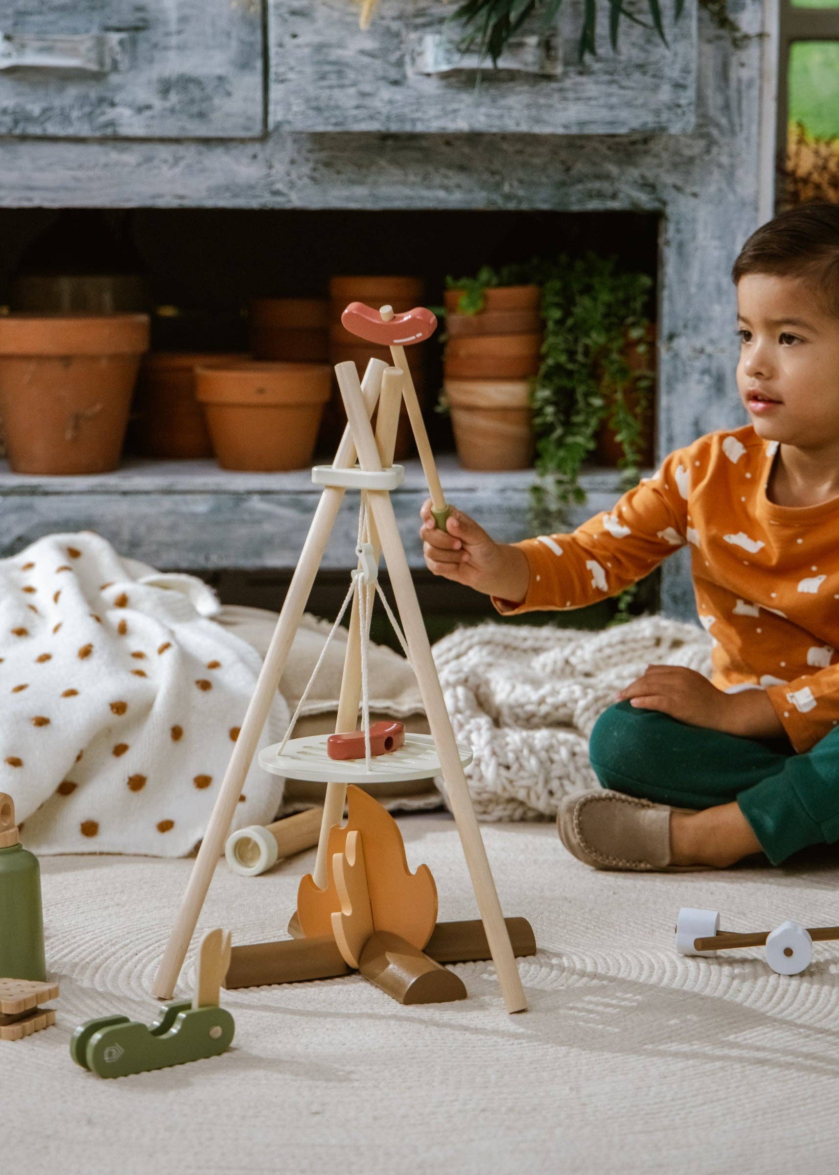 Wooden Camping Playset