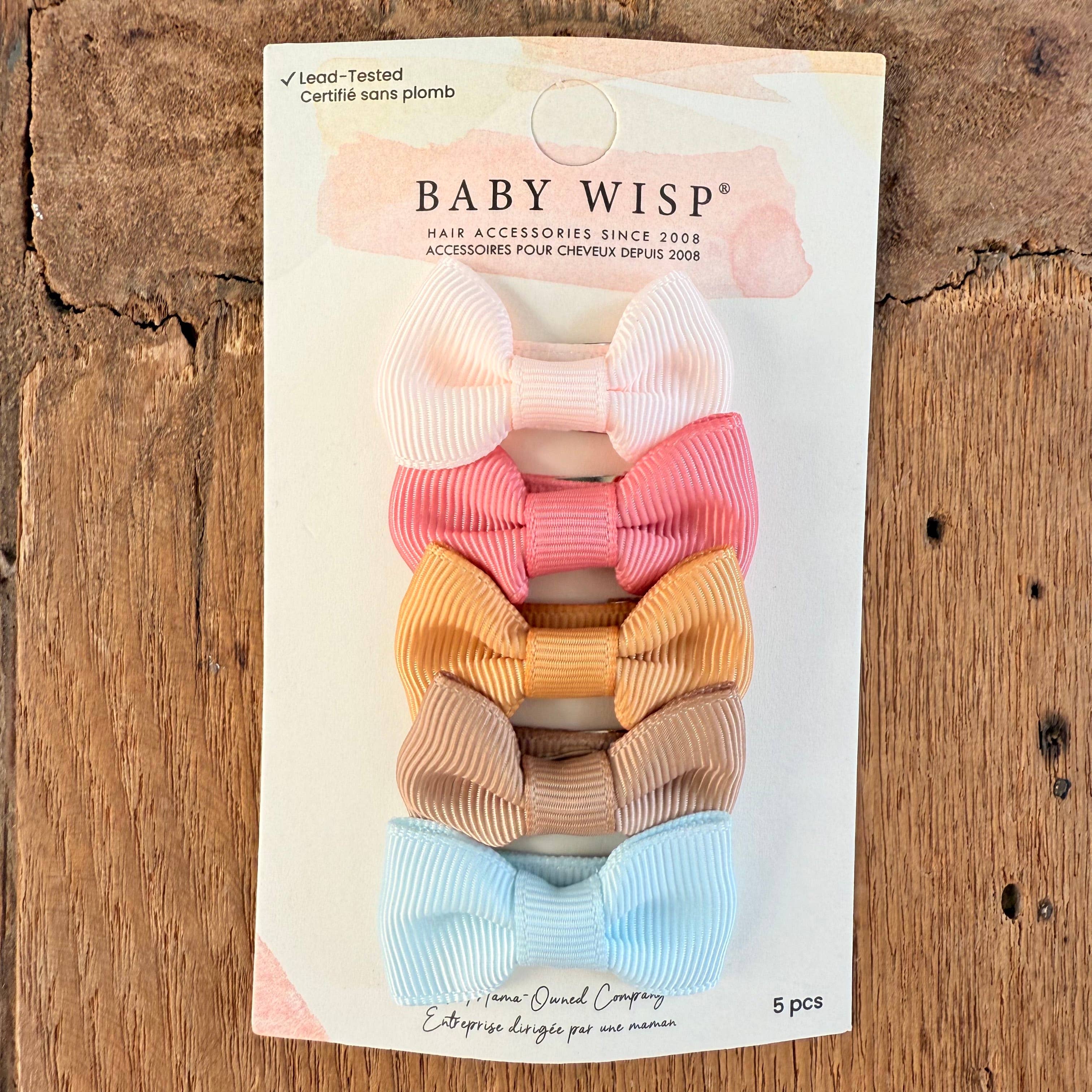 5 Small Toddler Girl Bows Ribbon Bow Hair Clips-Symphony