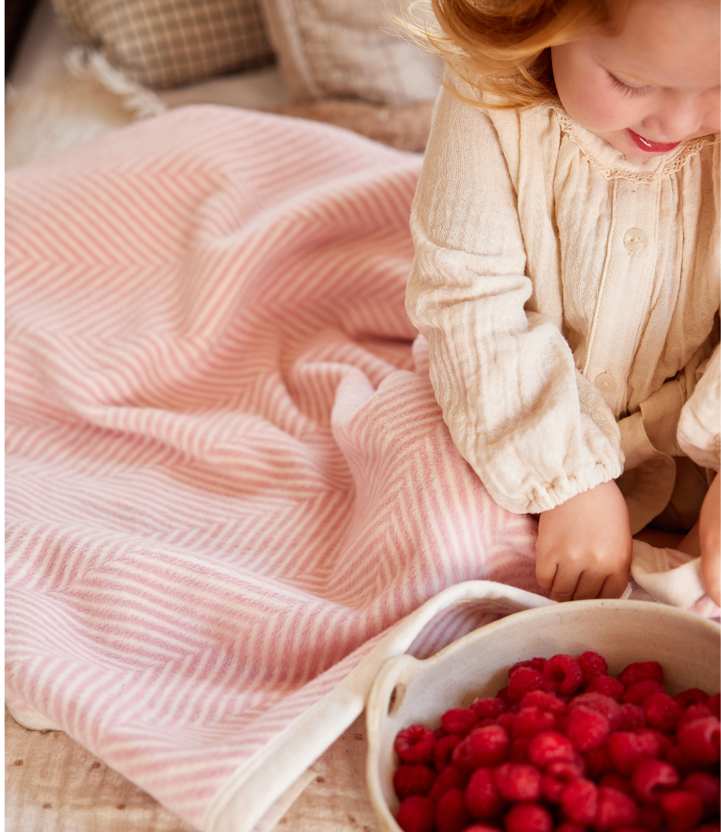 Harborview Herringbone Ballet Pink Midi Blanket