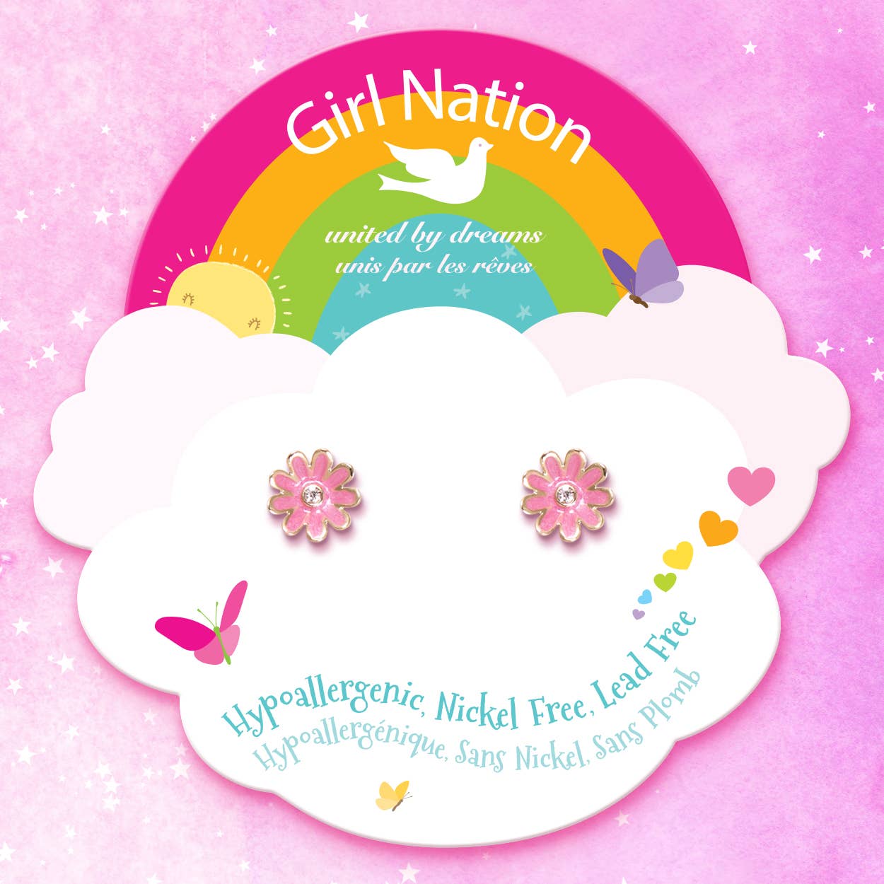 Pink Daisy Cutie Stud Earrings