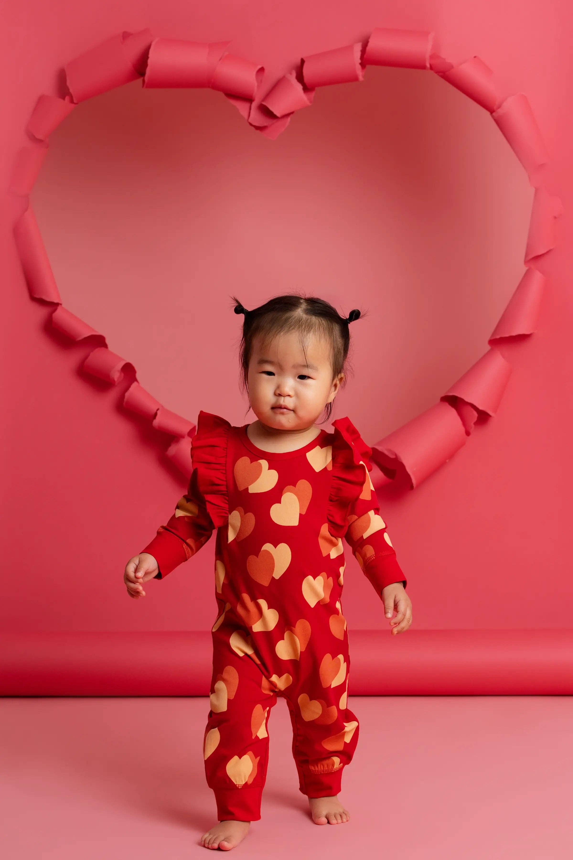 Valentine's Day Double Ruffle Romper_Flutter Hearts