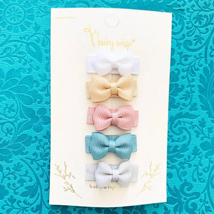 Mini Wisp 5 Tiny Tuxedo Bows on Snap Clips - Figment