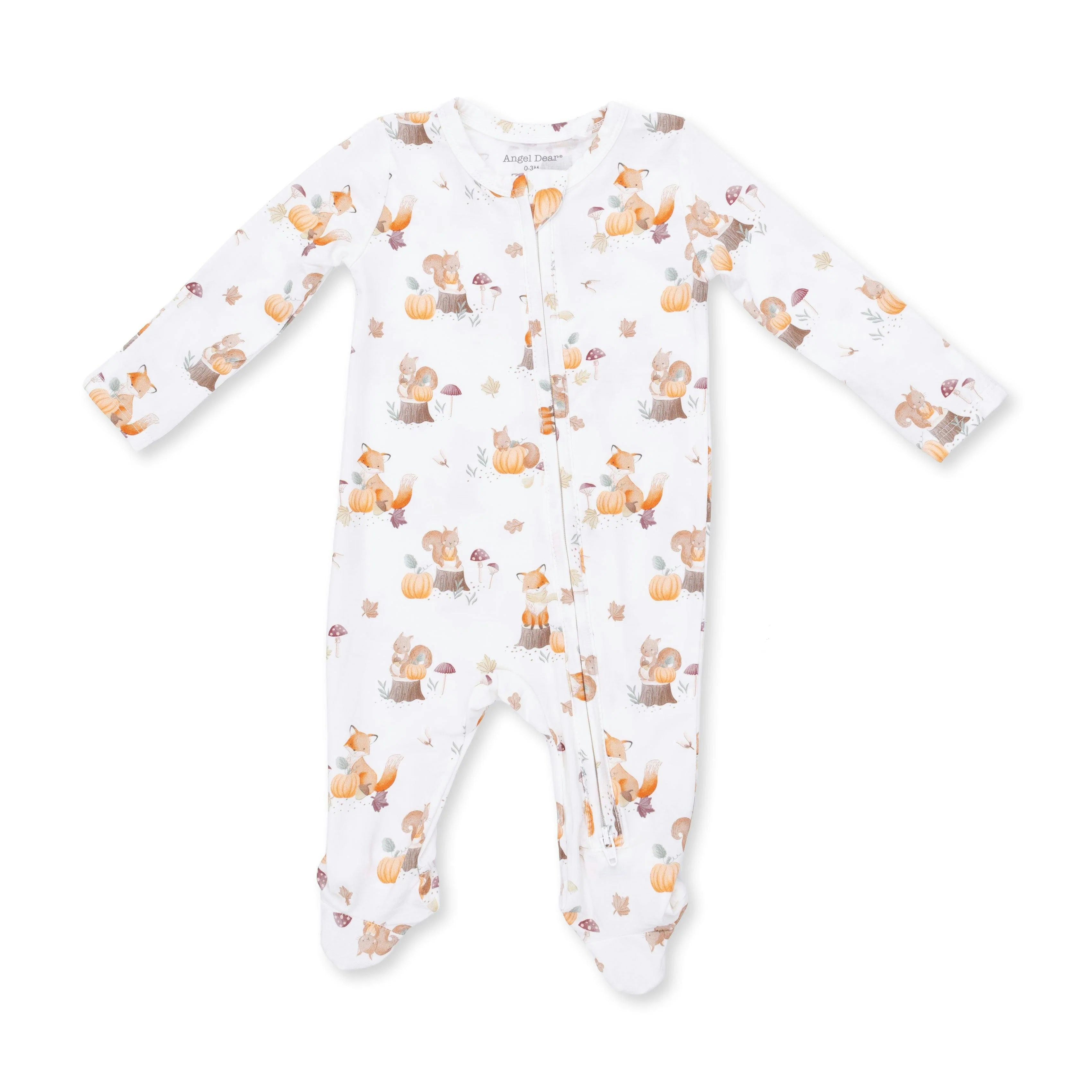 2 Way Zipper Footie - Woodland Animals with Pumpkins