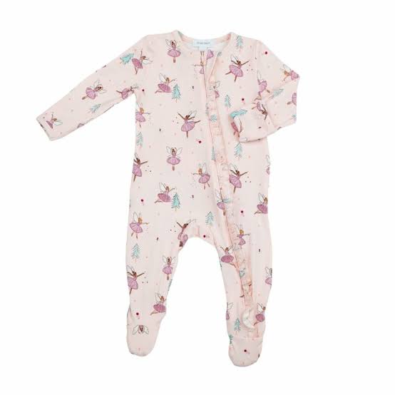 2 Way Ruffle Zipper Footie - Sugarplum Fairies