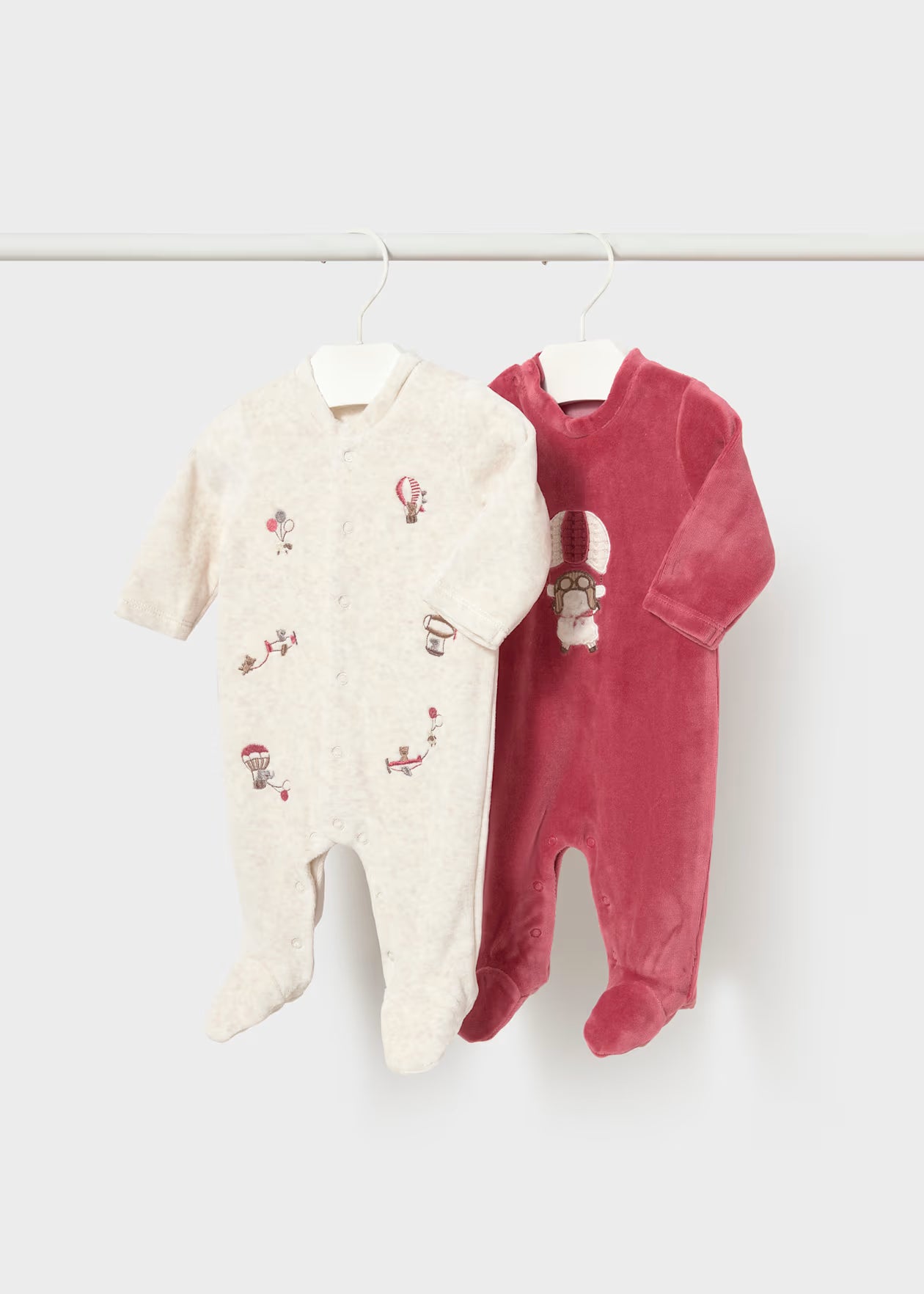 Cream Velour Hot Air Balloon Footie