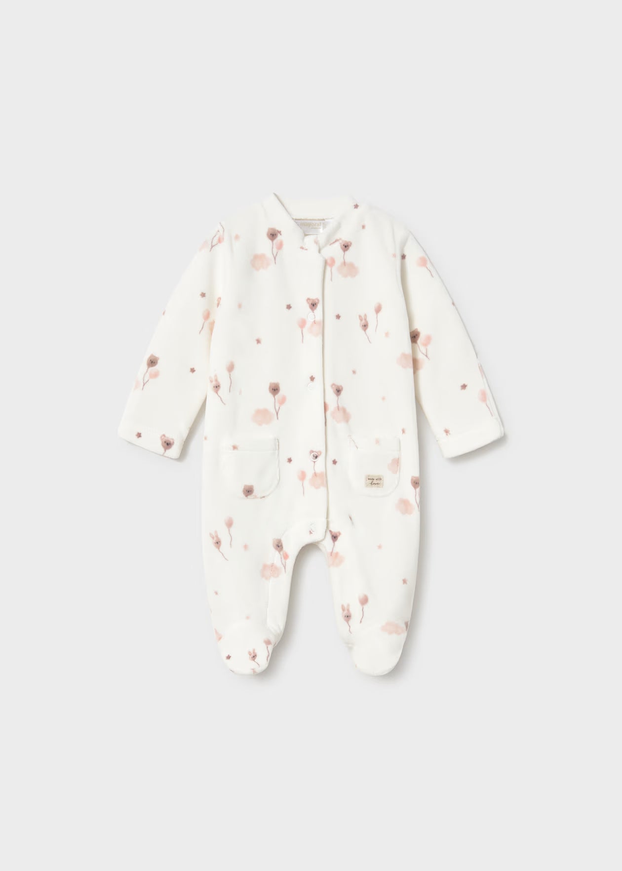 Cream Velour Animal Balloon Footie