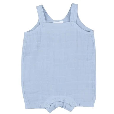 Dusty Blue Solid Muslin Overall Shortie