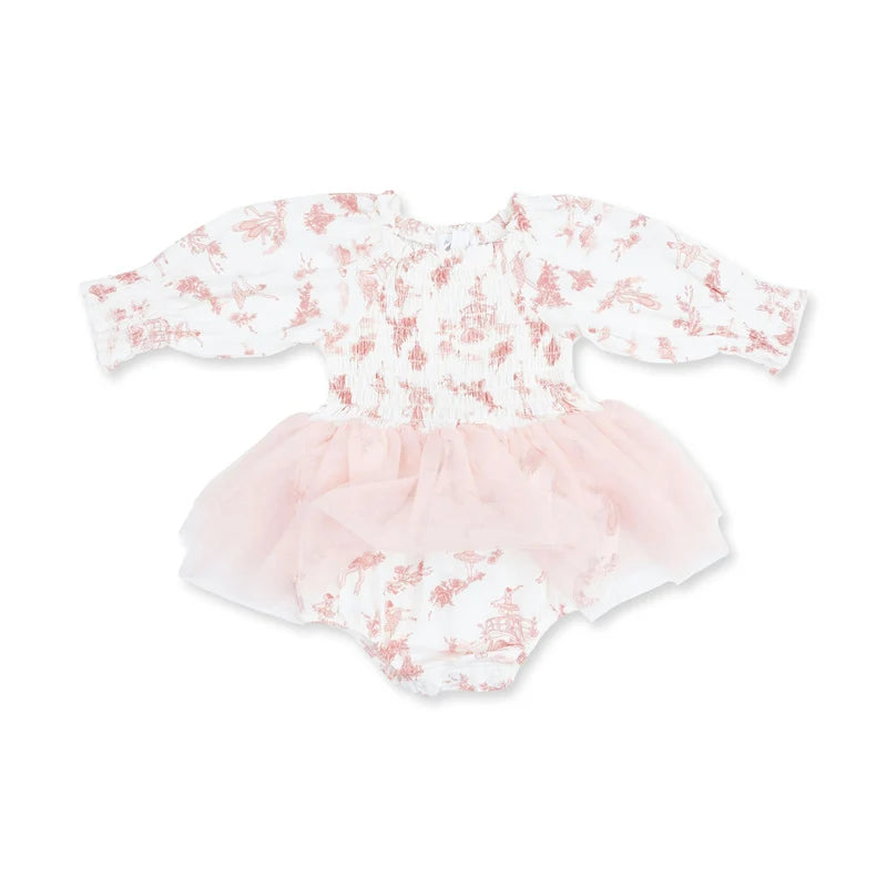 Long Sleeve Smocked Bubble with Tutu - Ballet Toile