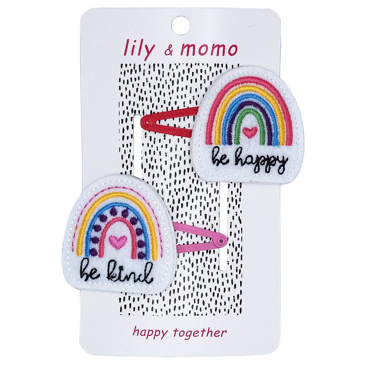 Be Kind and Be Happy Hair Clips - Rainbow